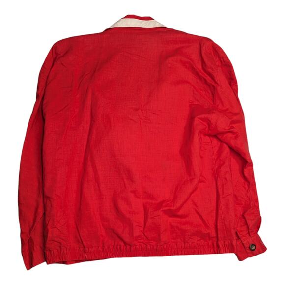 Vtg 1980s Cali Red Ivory Double Breasted Cotton Blend Nautical Blazer Jacket 14W - Picture 2 of 4